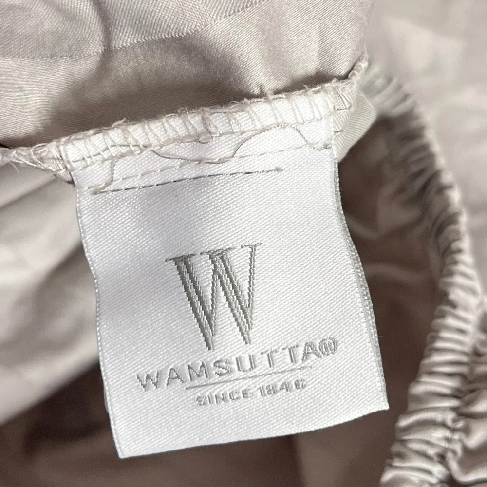 Wamsutta Queen Sheet 2-Piece Gray 100% Pima Cotton Damask Stripe 500TC Luxury